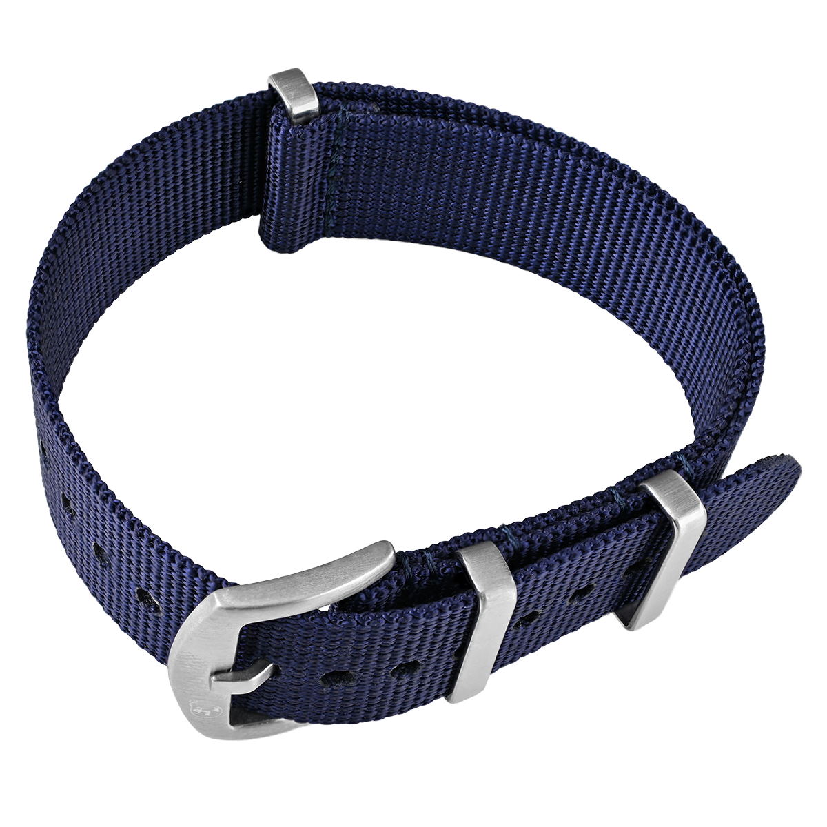 NATO Armband Navy 20mm mit silberner Dornenschließe