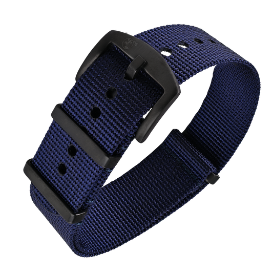 NATO Armband Navy 20mm mit schwarzer Dornenschließe