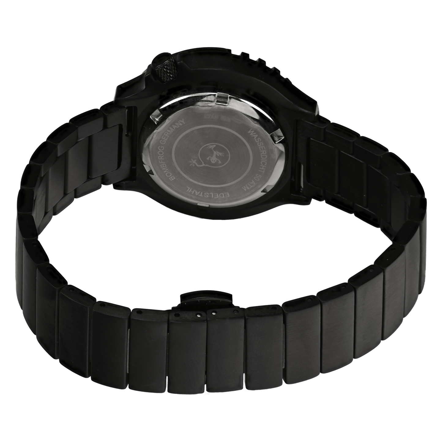 500m Damen Taucheruhr Edelstahl mit schwarzem Armband