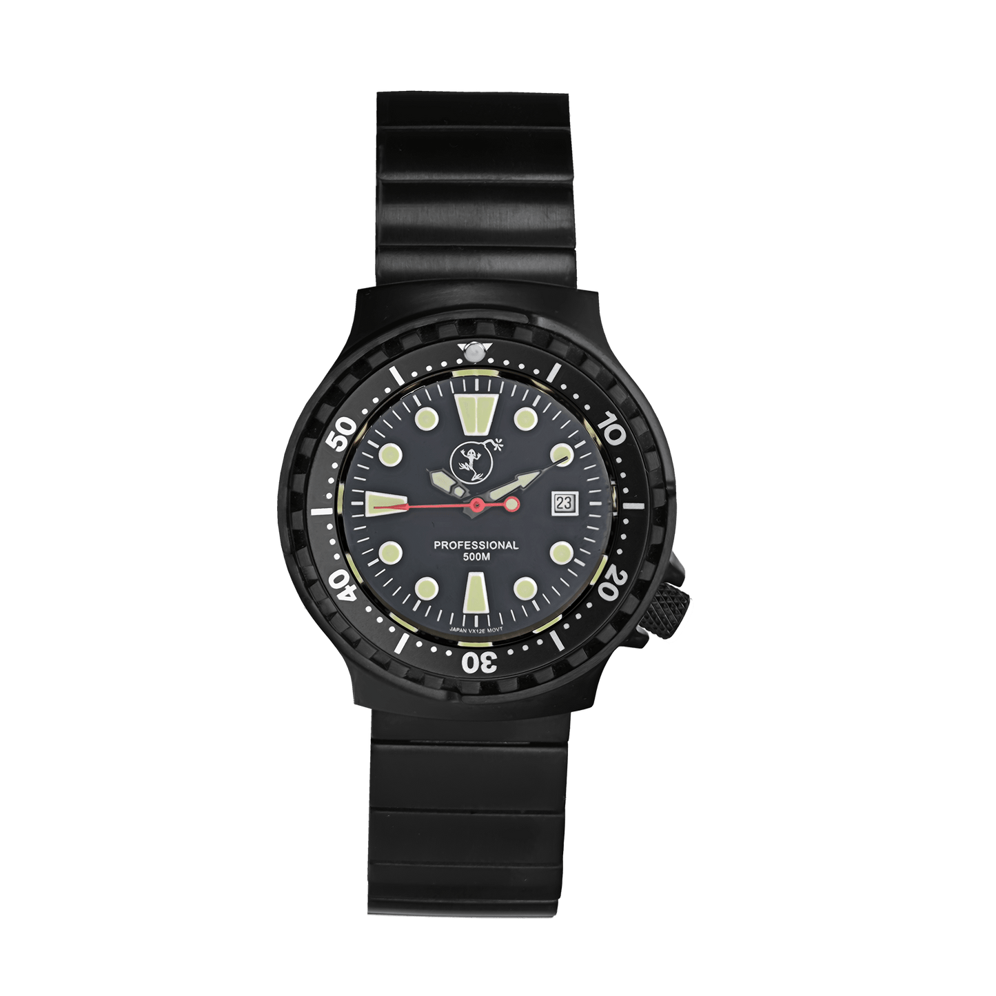 500m Damen Taucheruhr Edelstahl mit schwarzem Armband
