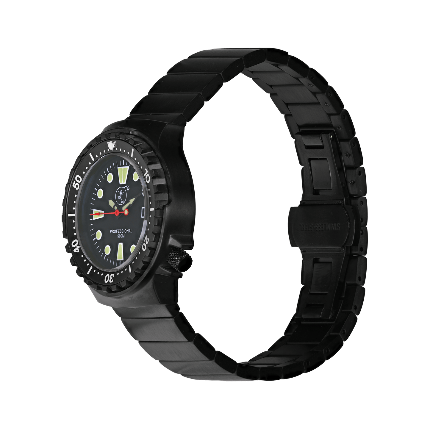 500m Damen Taucheruhr Edelstahl mit schwarzem Armband