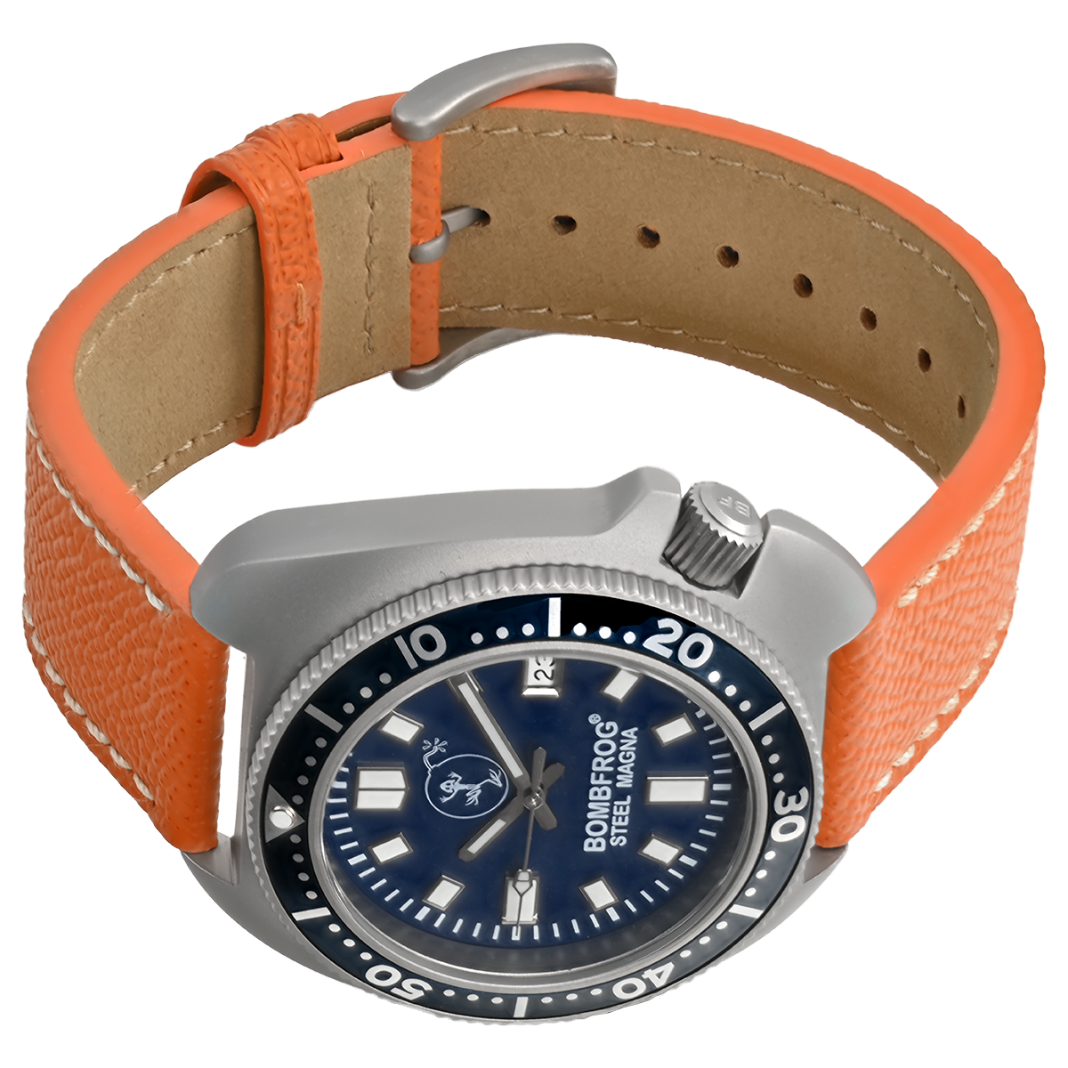 BOMBFROG Steel Magna II Automatik Uhr 300m Blau Edelstahl