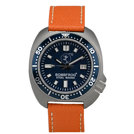 BOMBFROG Steel Magna II Automatik Uhr 300m Blau Edelstahl