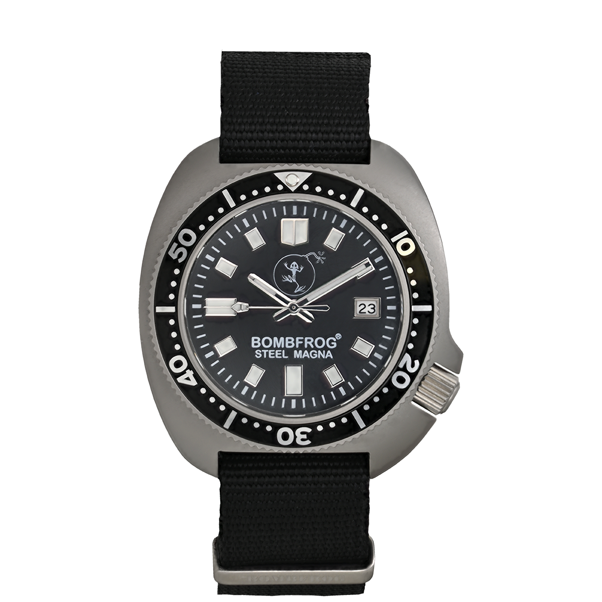 STEEL MAGNA II Schwarz Taucheruhr mit NATO-Armband
