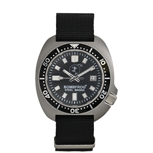 STEEL MAGNA II Schwarz Taucheruhr mit NATO-Armband