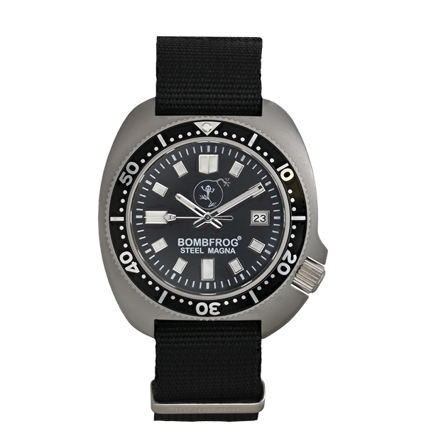 STEEL MAGNA II Schwarz Taucheruhr mit NATO-Armband