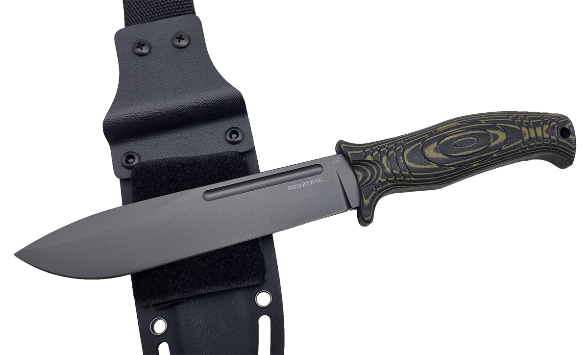 BOMBFROG Pro Messer CPM3V DLC Stahl mit Kydex Scheide