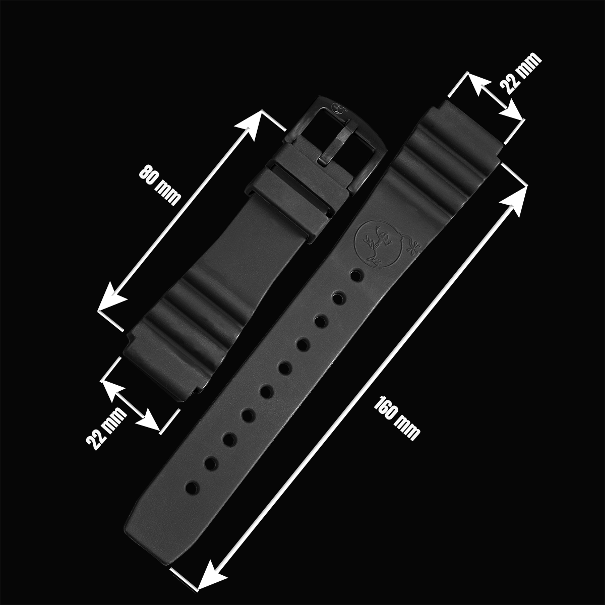 SILICONE BRACELET DIVER BLACK | 22MM