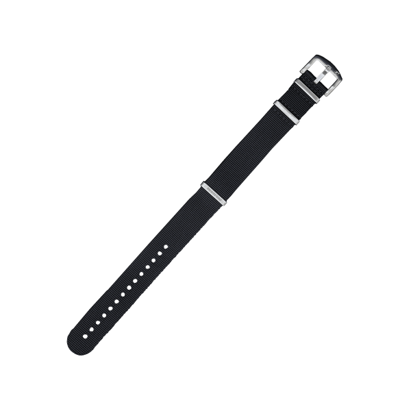 NATO BRACELET BLACK WITH SILVER PIN CLASP | 18MM