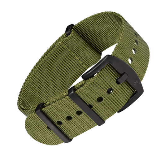 NATO ARMBAND OLIV MIT SCHWARZER DORNENSCHLIESSE | 20MM