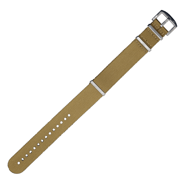 NATO ARMBAND KHAKI MIT SILBERNER DORNENSCHLIESSE | 24MM