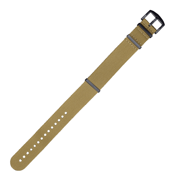 NATO ARMBAND KHAKI MIT SCHWARZER DORNENSCHLIESSE | 24MM