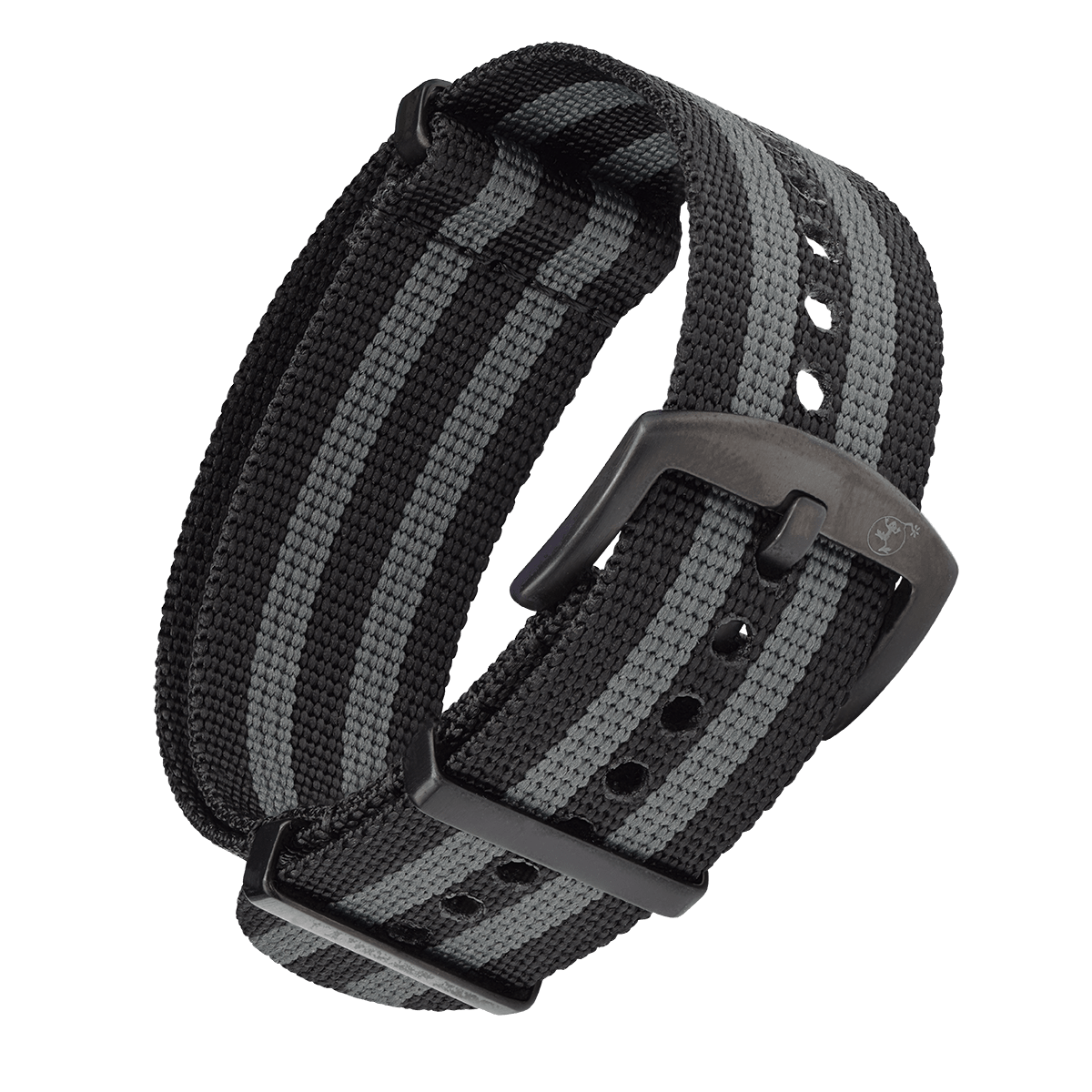 NATO BRACELET BLACK GRAY WITH BLACK PIN CLASP | 20MM