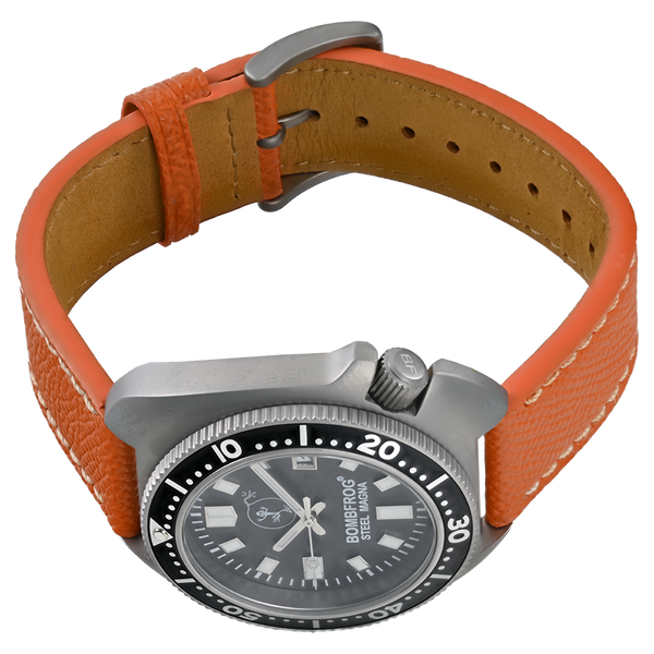 STEEL MAGNA II Blau Taucheruhr mit Lederarmband