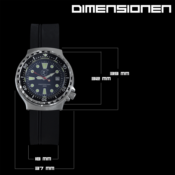 PROFESSIONAL 500 WOMEN'S DIVING WATCH STAINLESS STEEL | NEOPRENE BRACELET