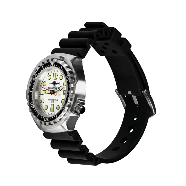 PROFESSIONAL 500 EDELSTAHL EDITION SILBER MINENTAUCHER | NEOPREN ARMBAND