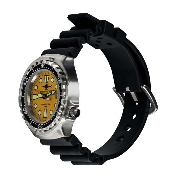PROFESSIONAL 500 EDELSTAHL EDITION GELB MINENTAUCHER | NEOPREN ARMBAND