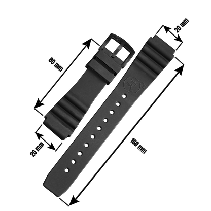 SILIKONARMBAND TAUCHER SCHWARZ | 20MM