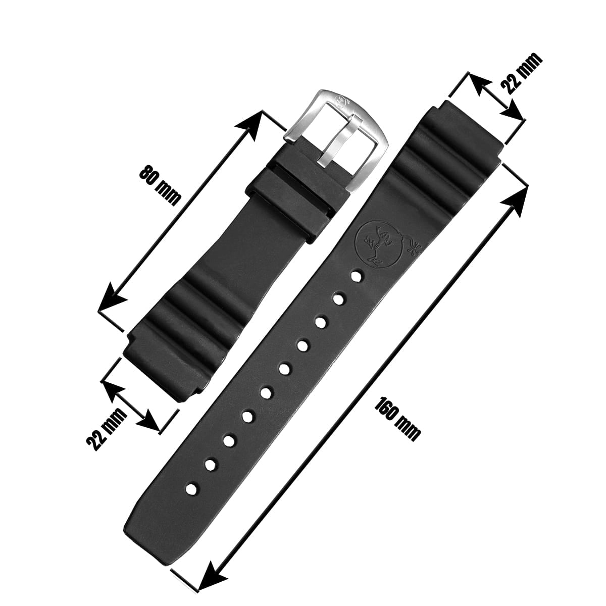 SILIKONARMBAND TAUCHER SILBER | 22MM
