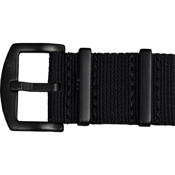 NATO ARMBAND SCHWARZ MIT SCHWARZER DORNENSCHLIESSE 22MM – BOMBFROG©