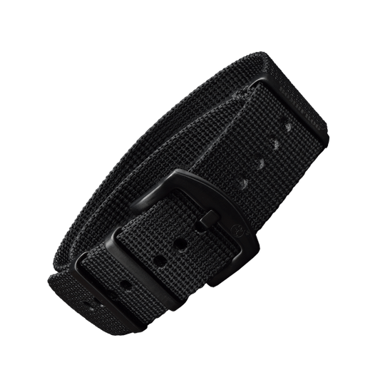 NATO ARMBAND SCHWARZ MIT SCHWARZER DORNENSCHLIESSE | 22MM