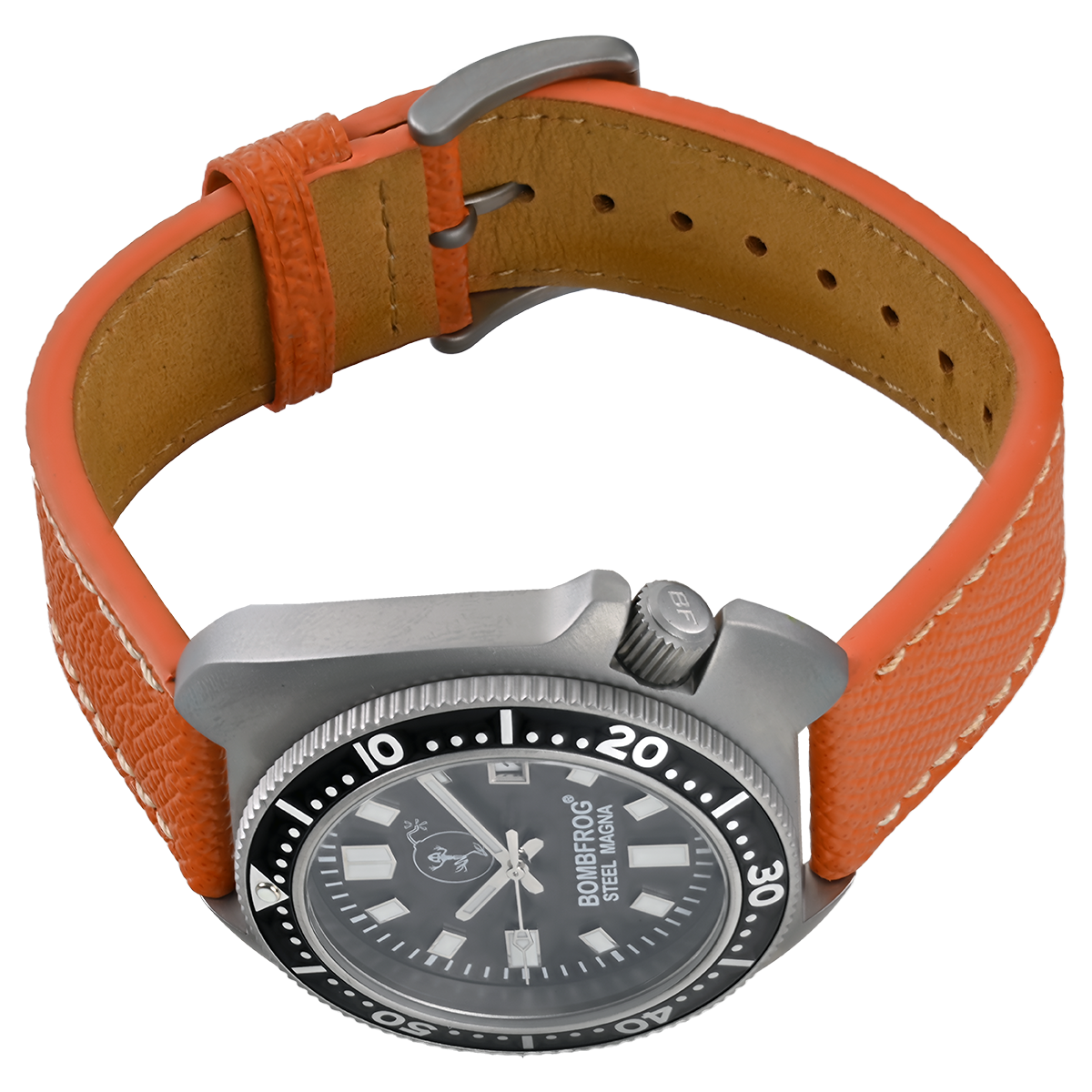 STEEL MAGNA II Blau Taucheruhr mit Lederarmband
