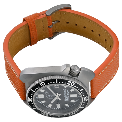 STEEL MAGNA II Blau Taucheruhr mit Lederarmband