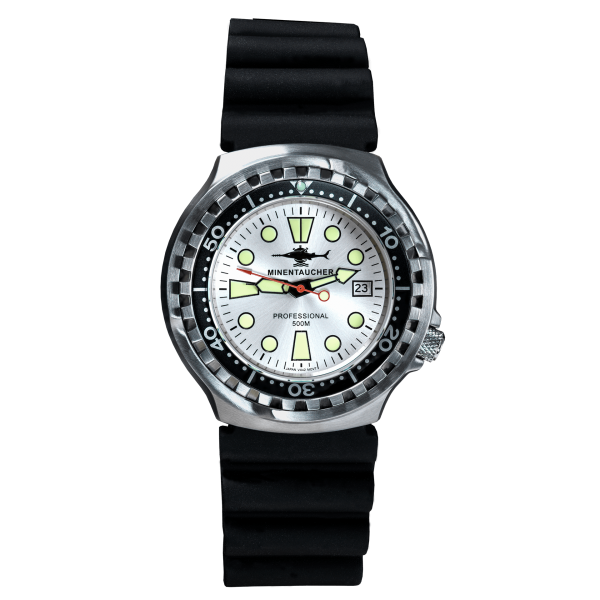 PROFESSIONAL 500 EDELSTAHL EDITION SILBER MINENTAUCHER | NEOPREN ARMBAND
